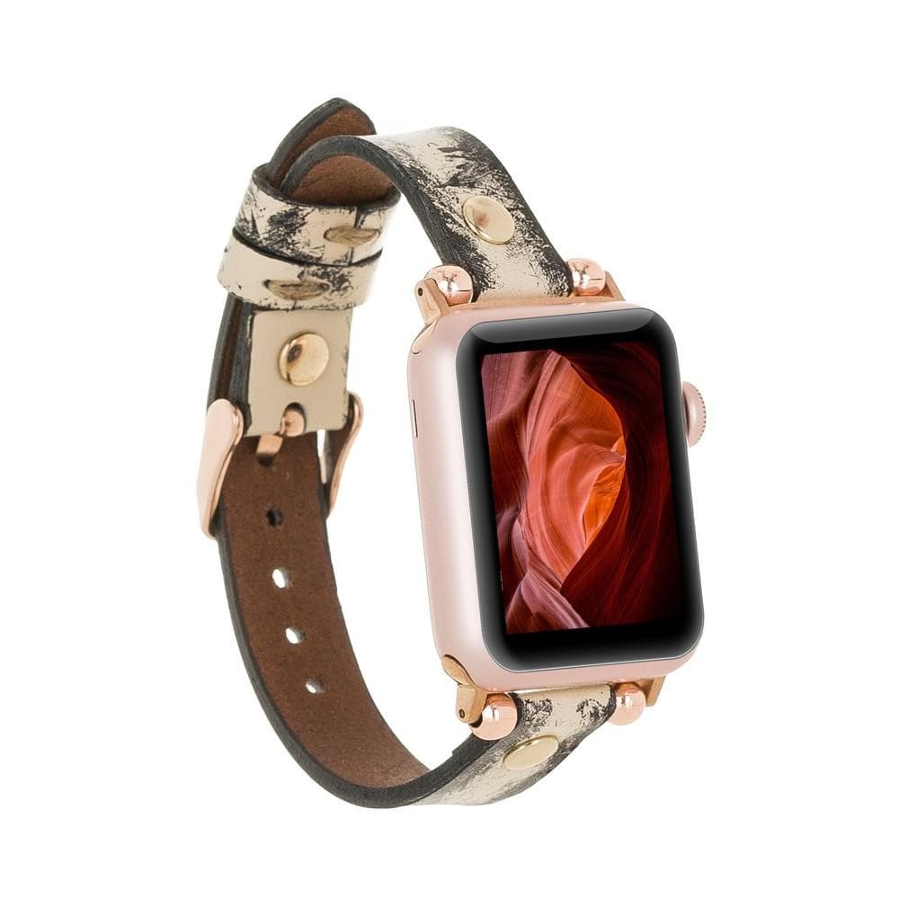 Leather Apple Watch Bands - Ferro Gold Trok Style V26SEF Bouletta