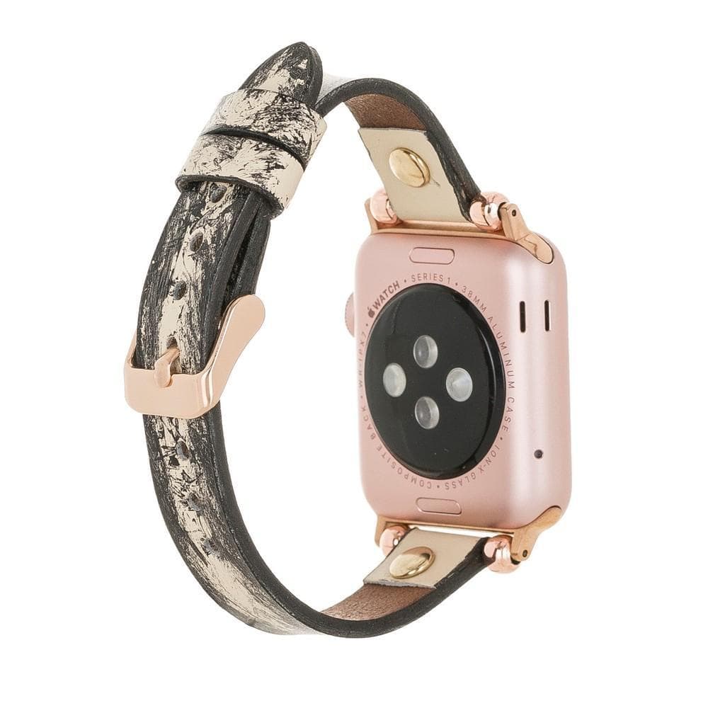 Leather Apple Watch Bands - Ferro Gold Trok Style Bouletta