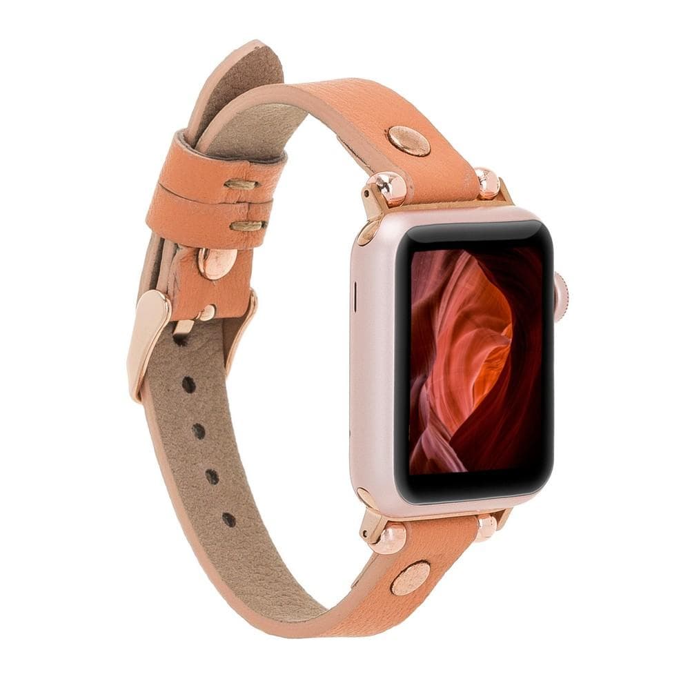 Leather Apple Watch Bands - Ferro Rose Gold Trok Style NU3 Bouletta
