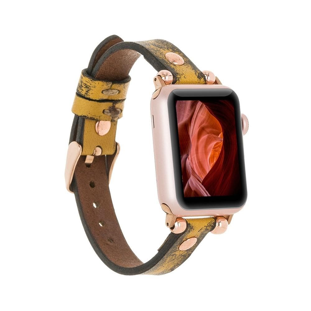 Leather Apple Watch Bands - Ferro Rose Gold Trok Style V24SEF Bouletta