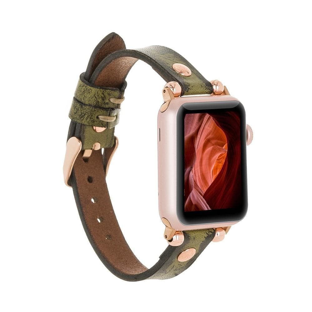 Leather Apple Watch Bands - Ferro Rose Gold Trok Style V25SEF Bouletta