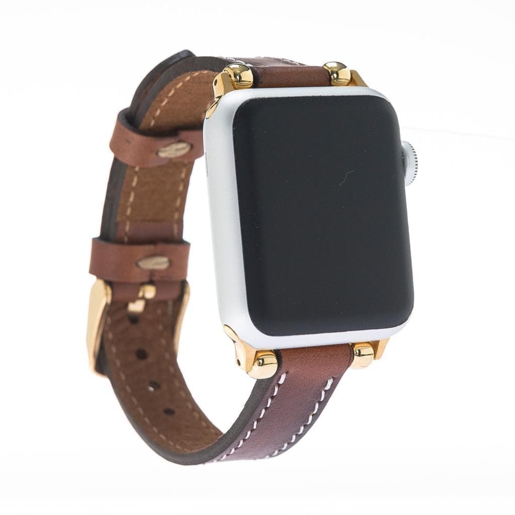 Leather Apple Watch Bands - Ferro Seamy Style RST2EF Sarı Dikişli Bouletta