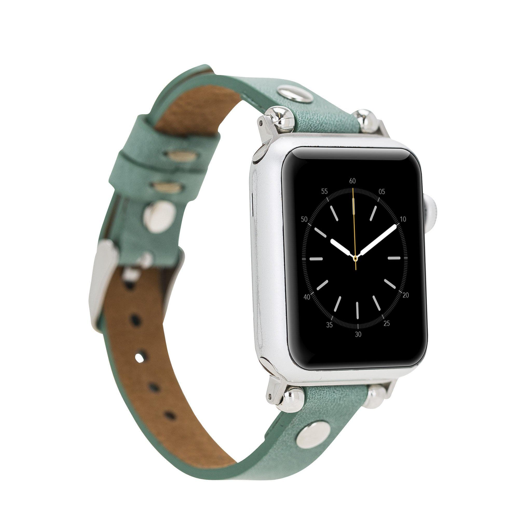 Leather Apple Watch Bands - Ferro Silver Trok Style CZ12 Bouletta