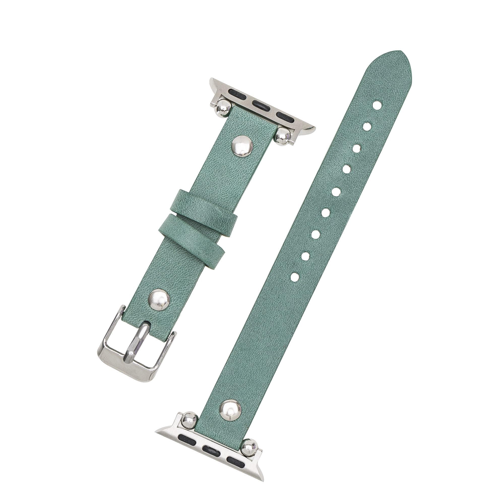 Leather Apple Watch Bands - Ferro Silver Trok Style Bouletta