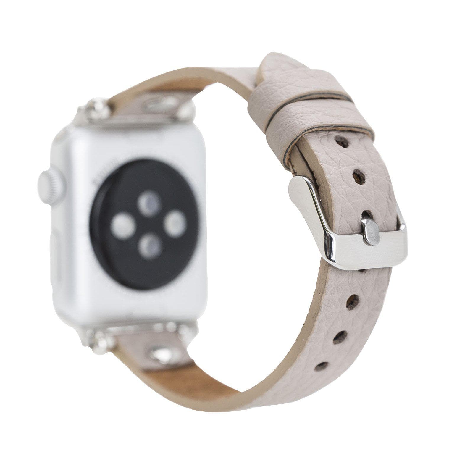 Leather Apple Watch Bands - Ferro Silver Trok Style Bouletta
