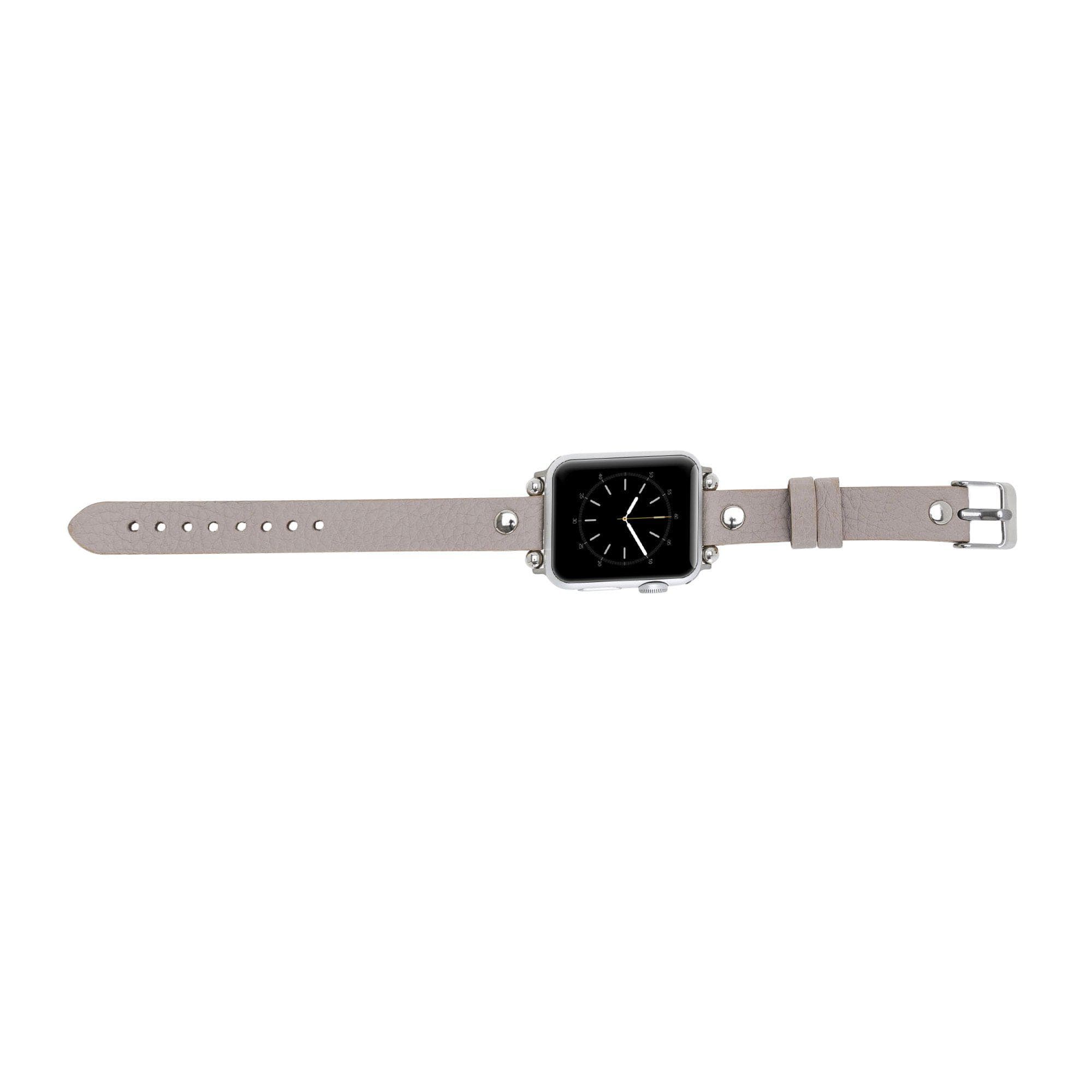 Leather Apple Watch Bands - Ferro Silver Trok Style Bouletta