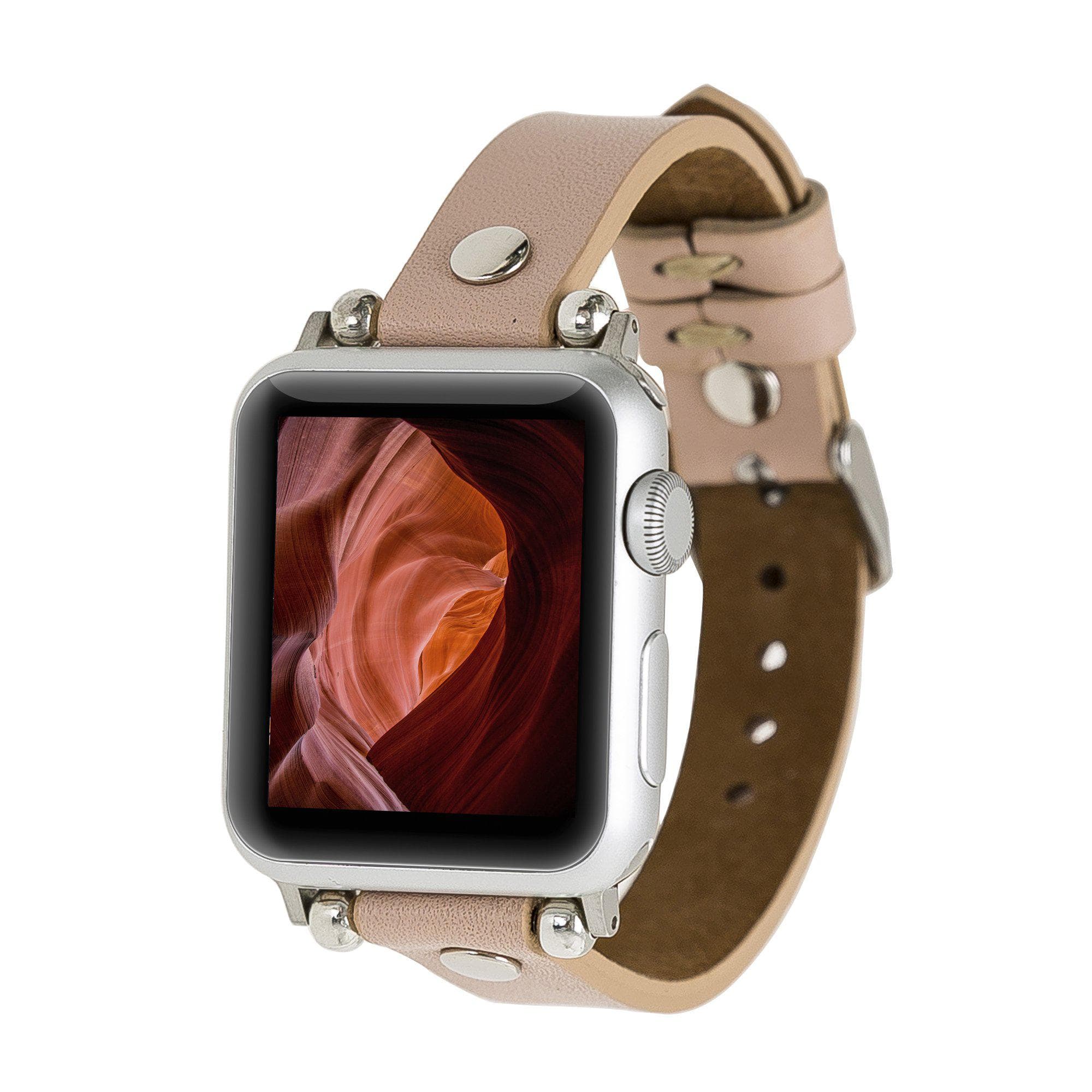 Leather Apple Watch Bands - Ferro Silver Trok Style NU1 Bouletta