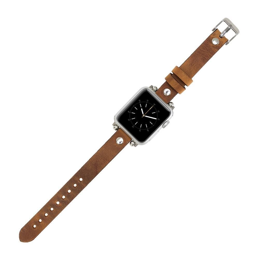 Leather Apple Watch Bands - Ferro Silver Trok Style Bouletta