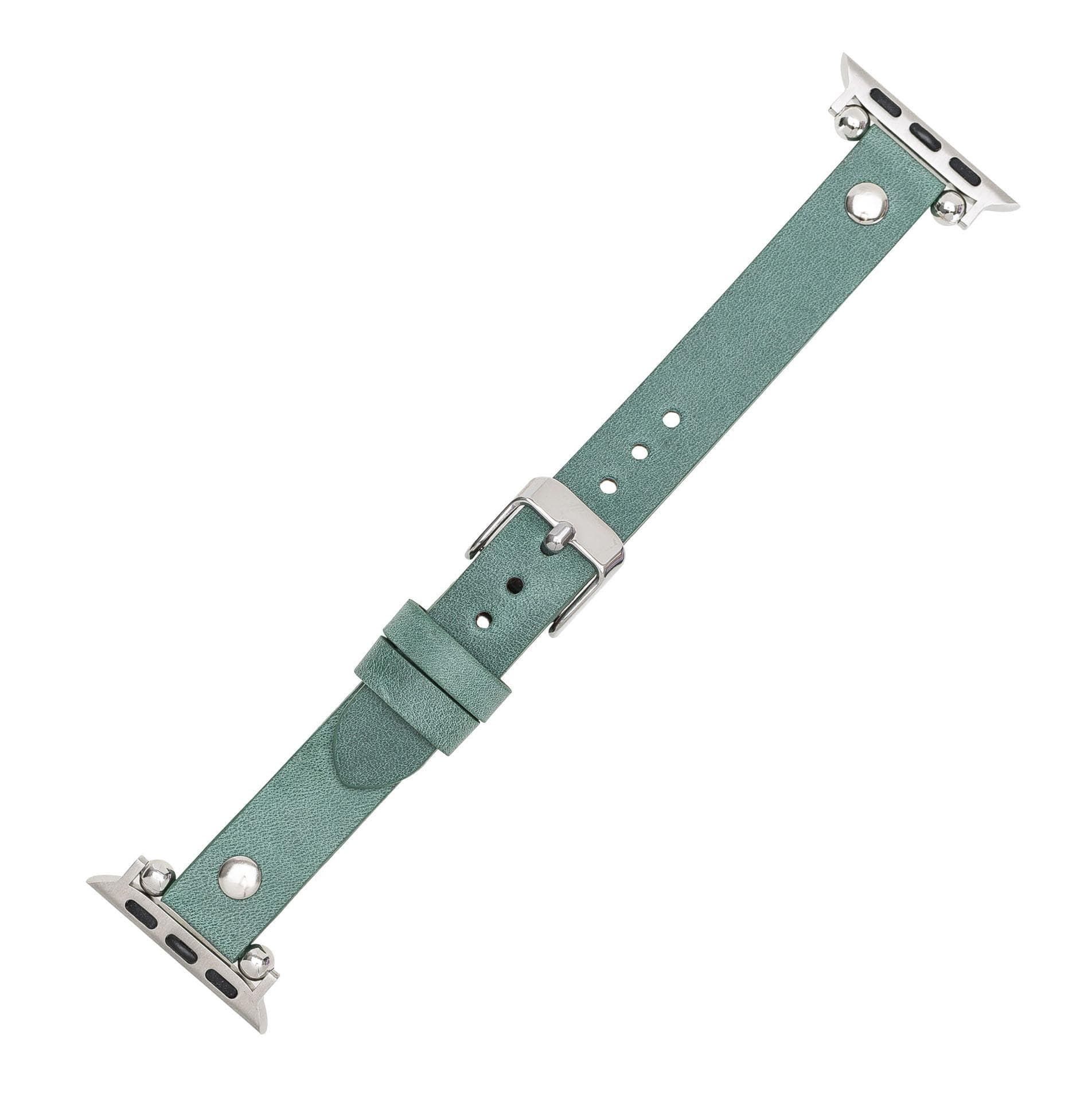 Leather Apple Watch Bands - Ferro Silver Trok Style Bouletta