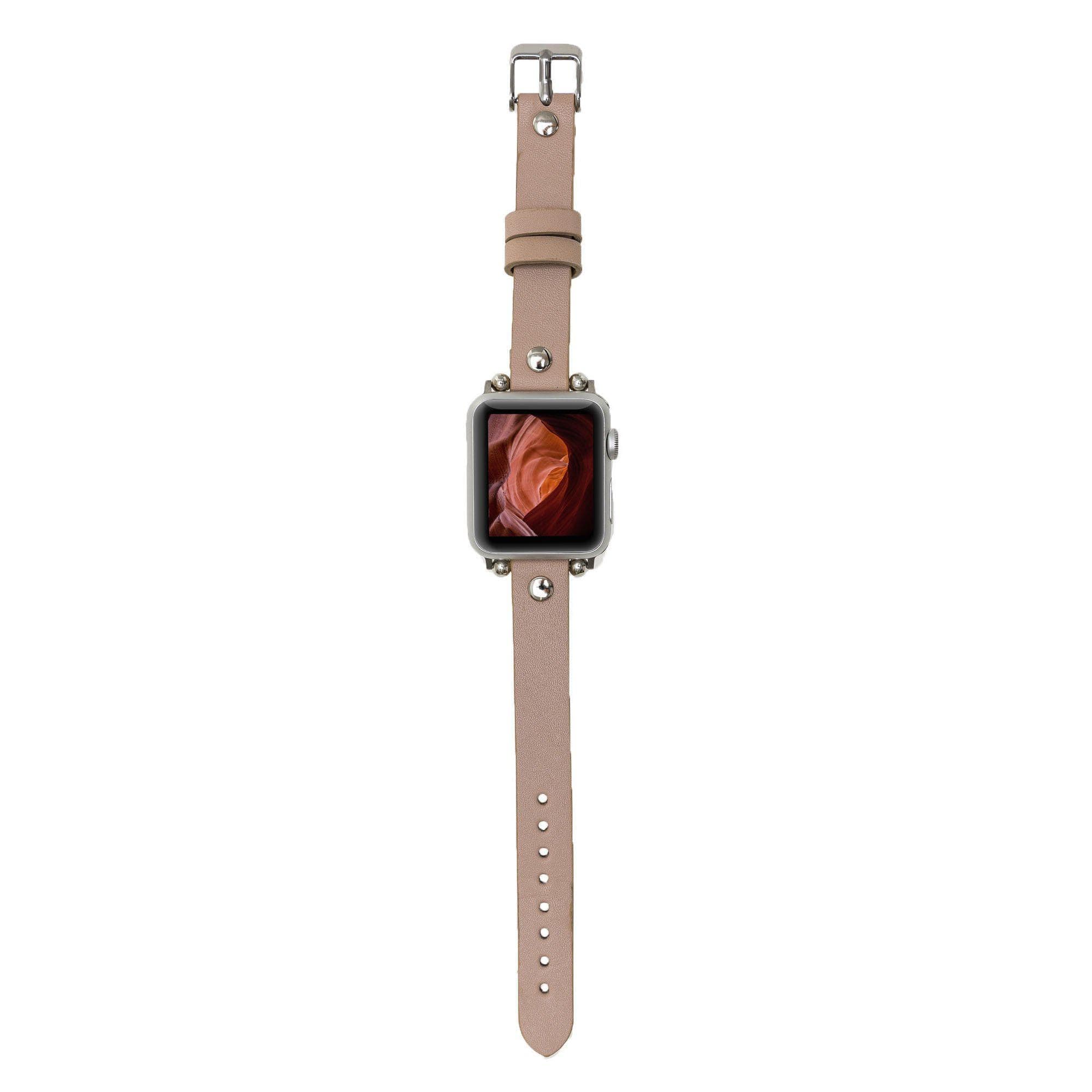 Leather Apple Watch Bands - Ferro Silver Trok Style Bouletta