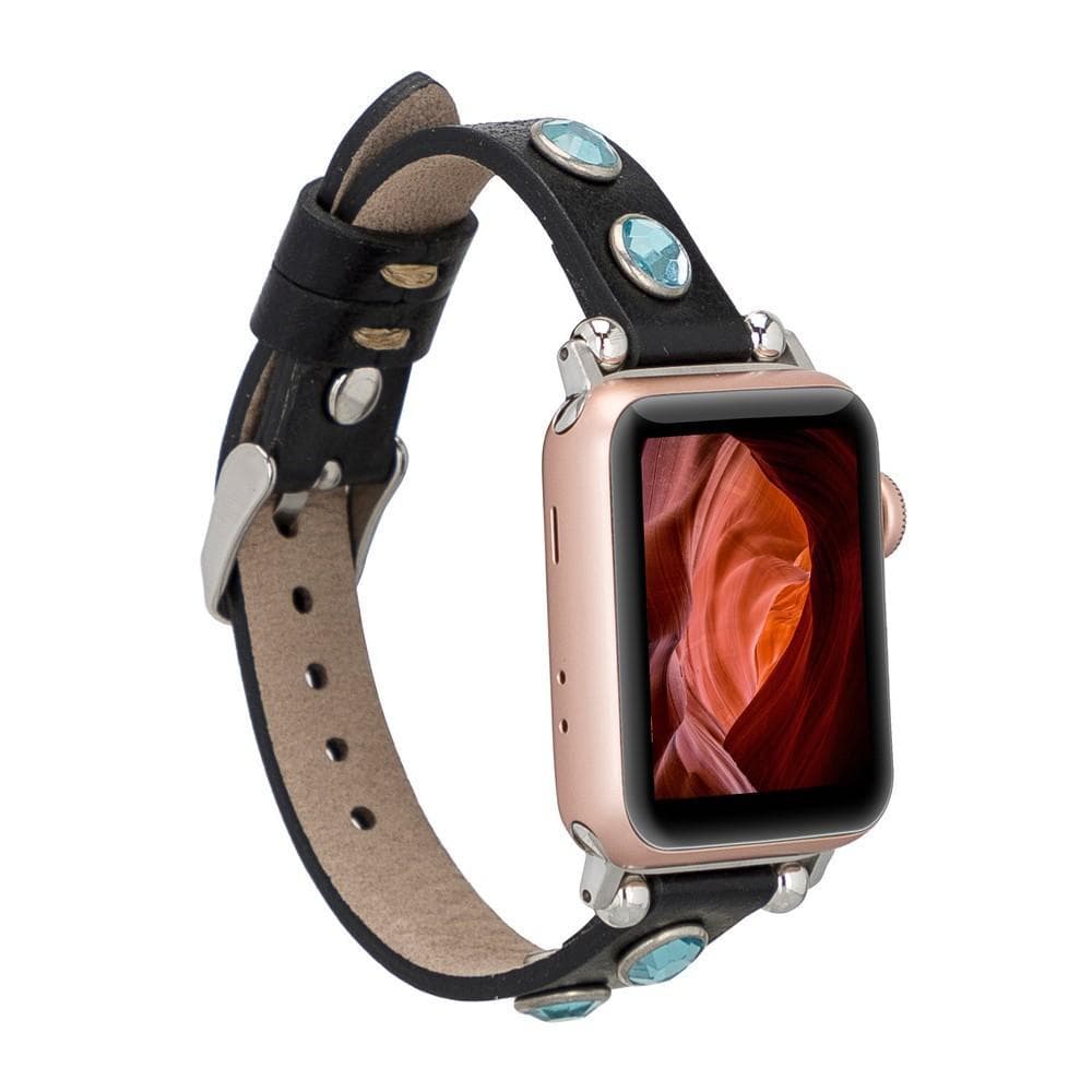 Leather Apple Watch Bands - Ferro Solitare Diamond Style RST1 Bouletta
