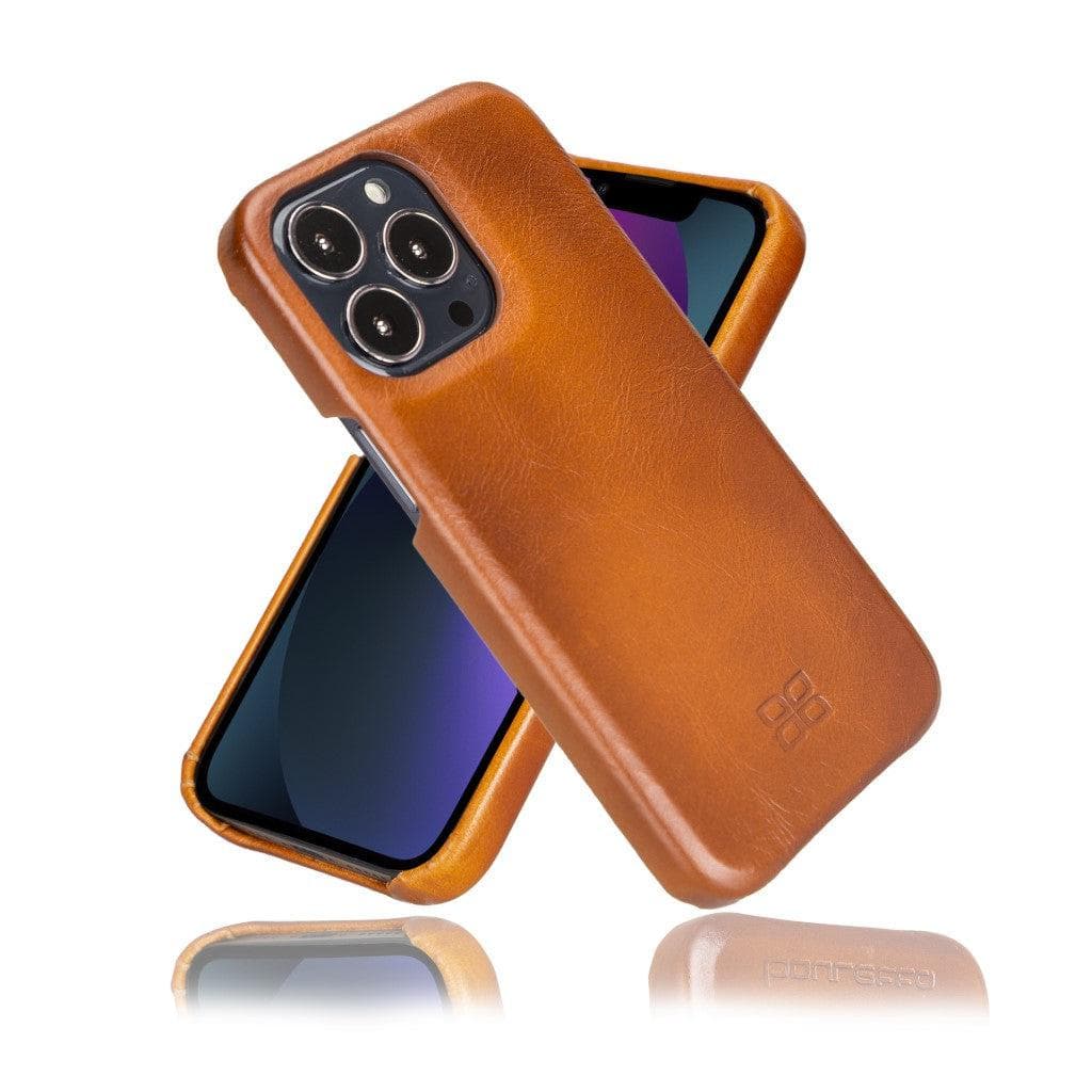 Bouletta Ltd Apple iPhone 15 Series Full Leather Coating Back Cover, iPhone 15 Pro / Tan / Leather