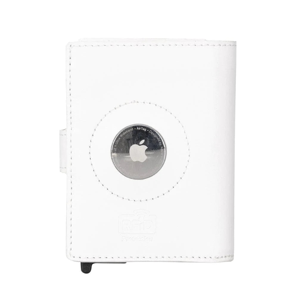 Leather Palertag Zip Mechanical Card Holder White Bouletta