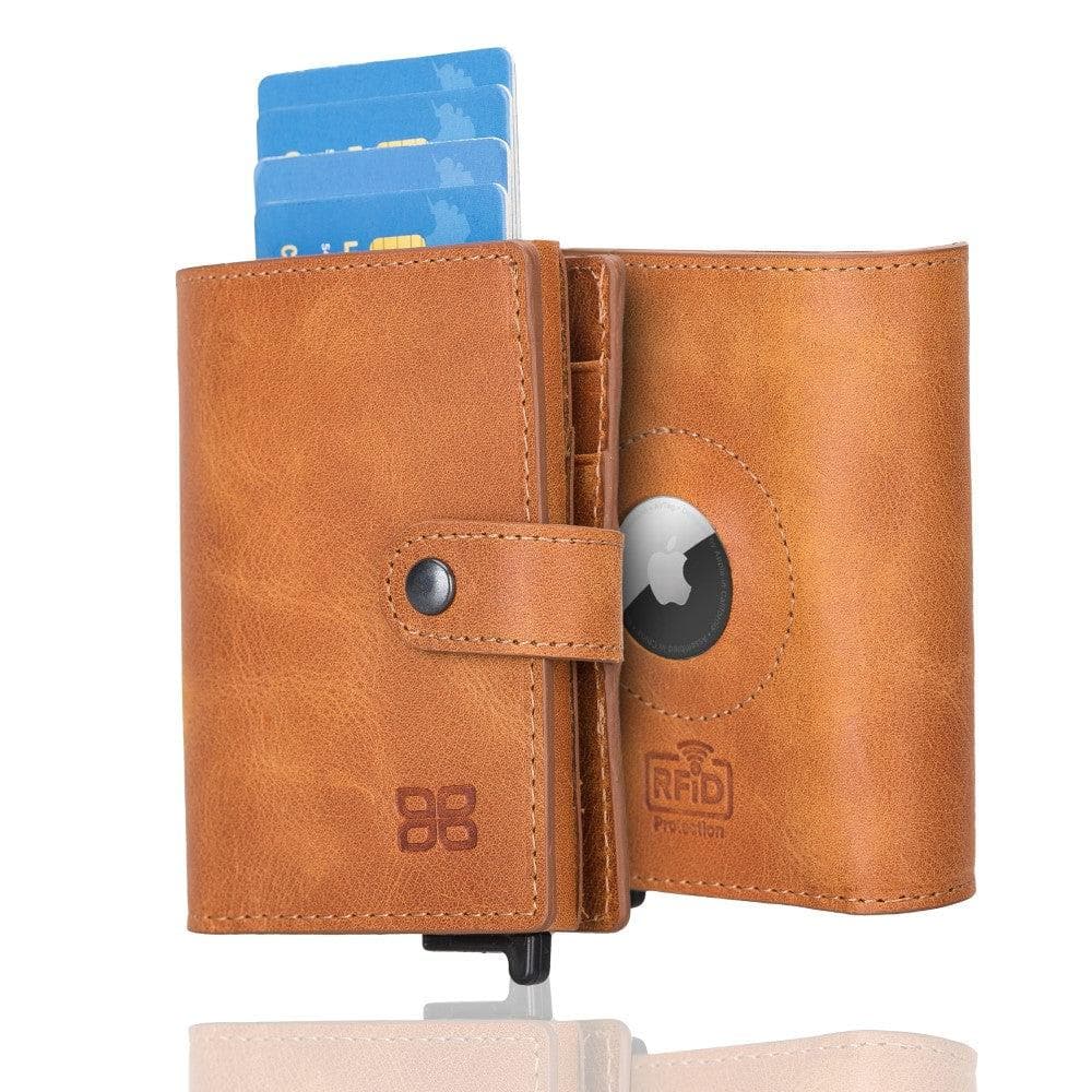 Leather Palertag Zip Mechanical Card Holder Light Tan Bouletta B2B