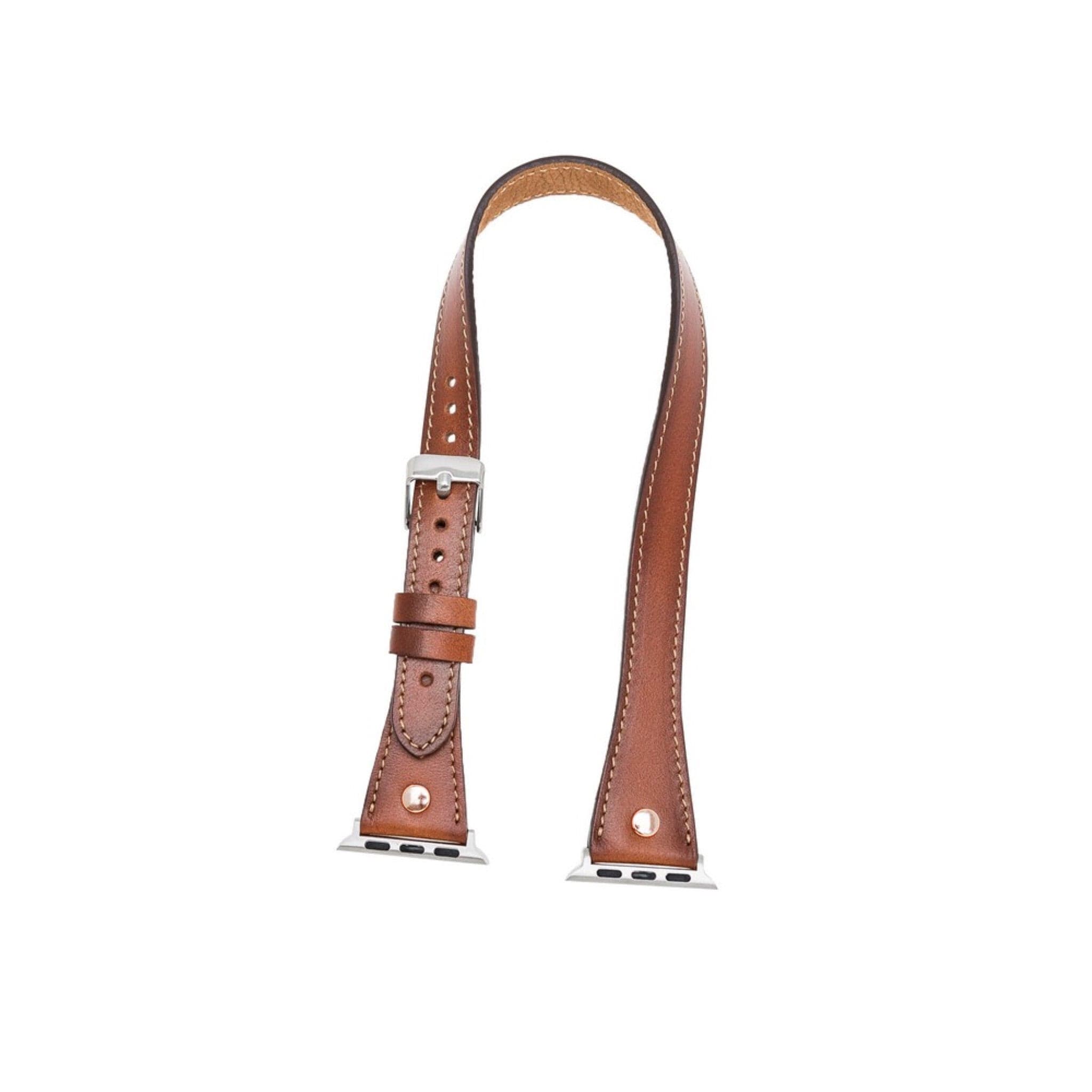 Leeds Double Tour Slim with Rose Gold Bead Apple Watch Leather Straps Bouletta