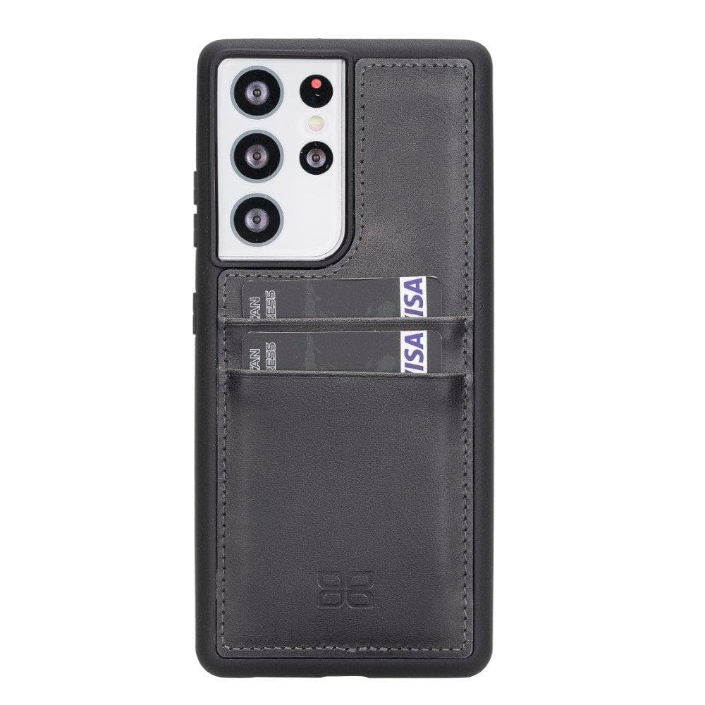 Flex Cover Back with Card Holder Leather Cases for Samsung Galaxy S21 Series S21 Ultra 6.8" / Gray Bouletta LTD