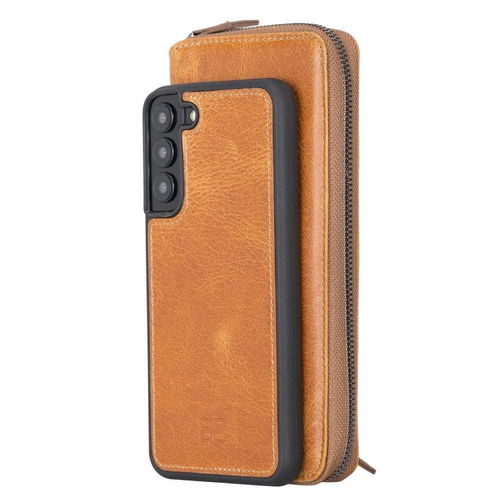 Samsung Galaxy S22 Series Zippered Leather Detachable Wallet Case S22 Plus / Tan Bouletta LTD