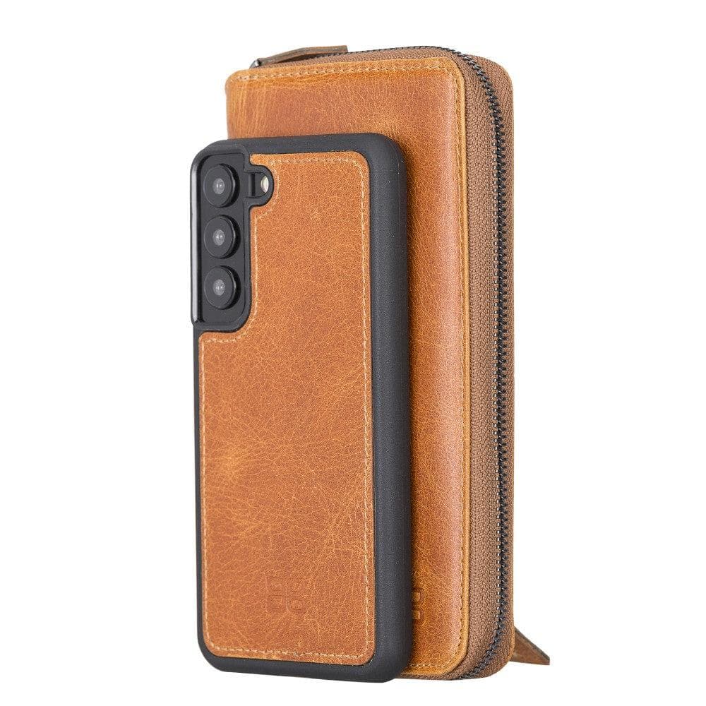 Samsung Galaxy S22 Series Zippered Leather Detachable Wallet Case S22 / Tan Bouletta LTD