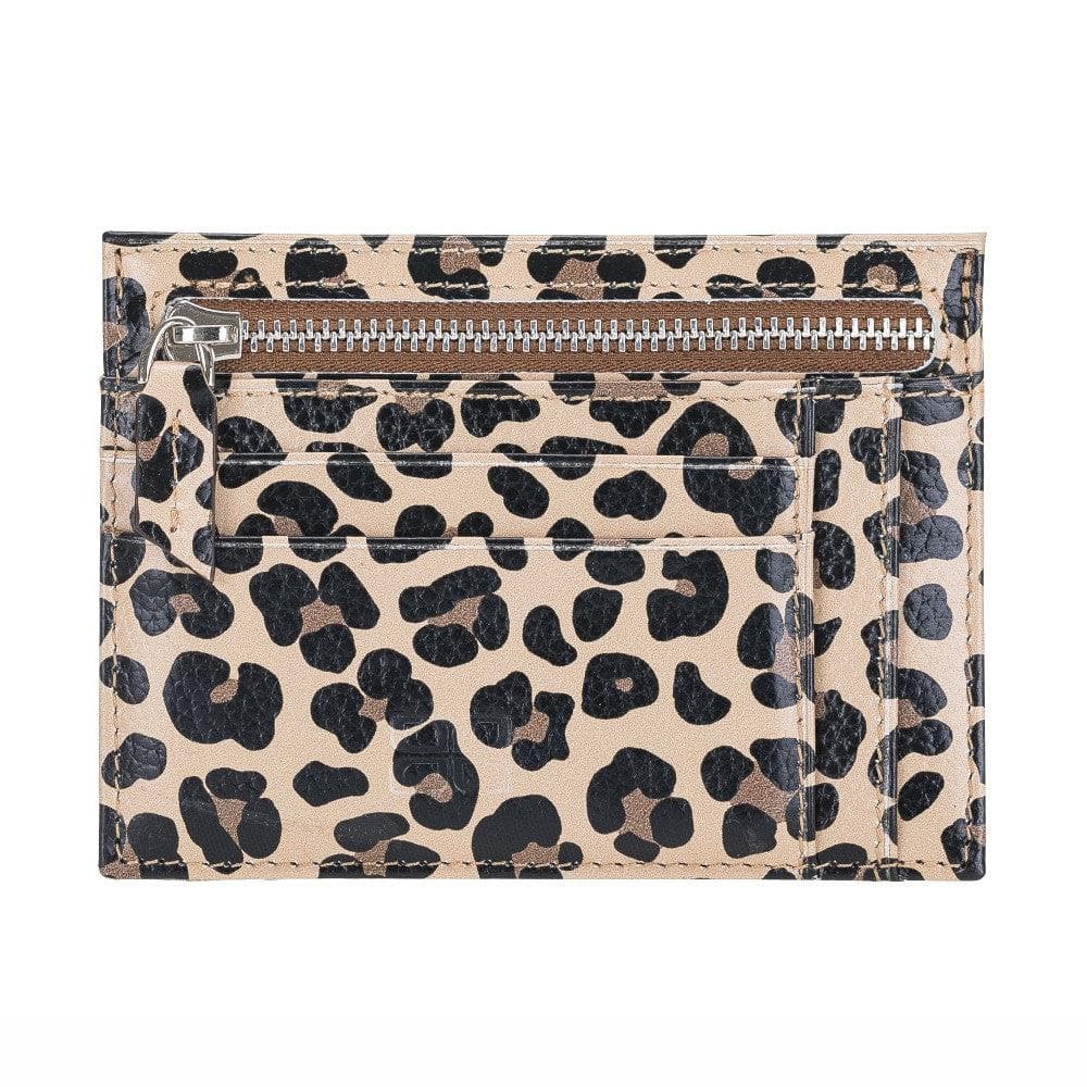 Zip Leather Card Holder Leopar Bouletta