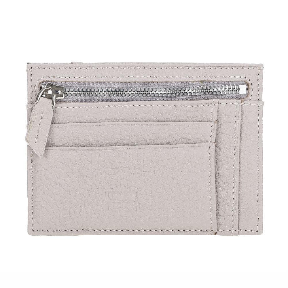 Zip Leather Card Holder Cream Bouletta