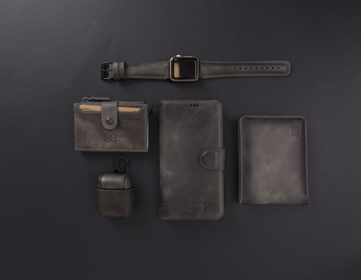 Grey Color Leather Cases Bouletta