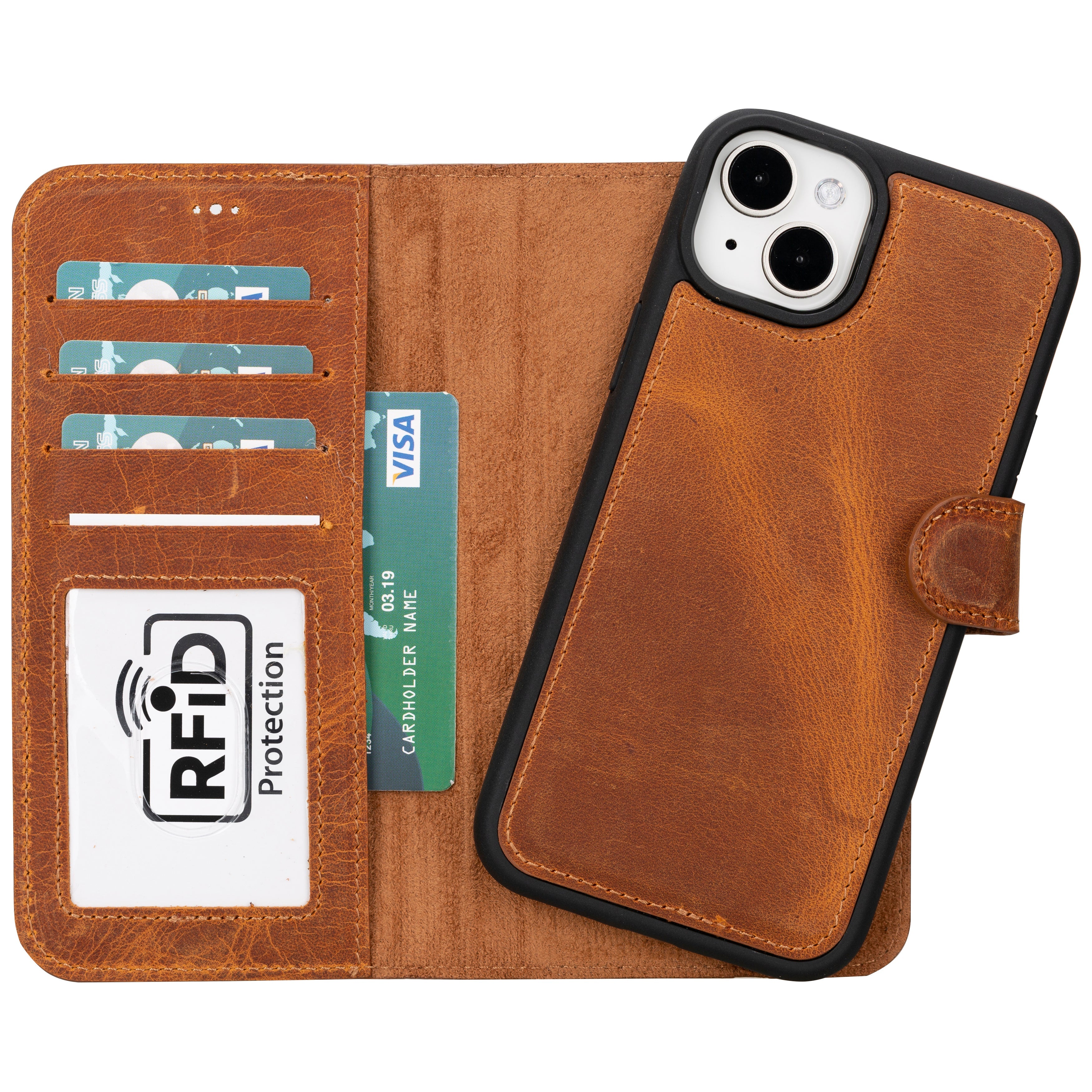 Magic iPhone 16 Detachable Genuine Leather Case