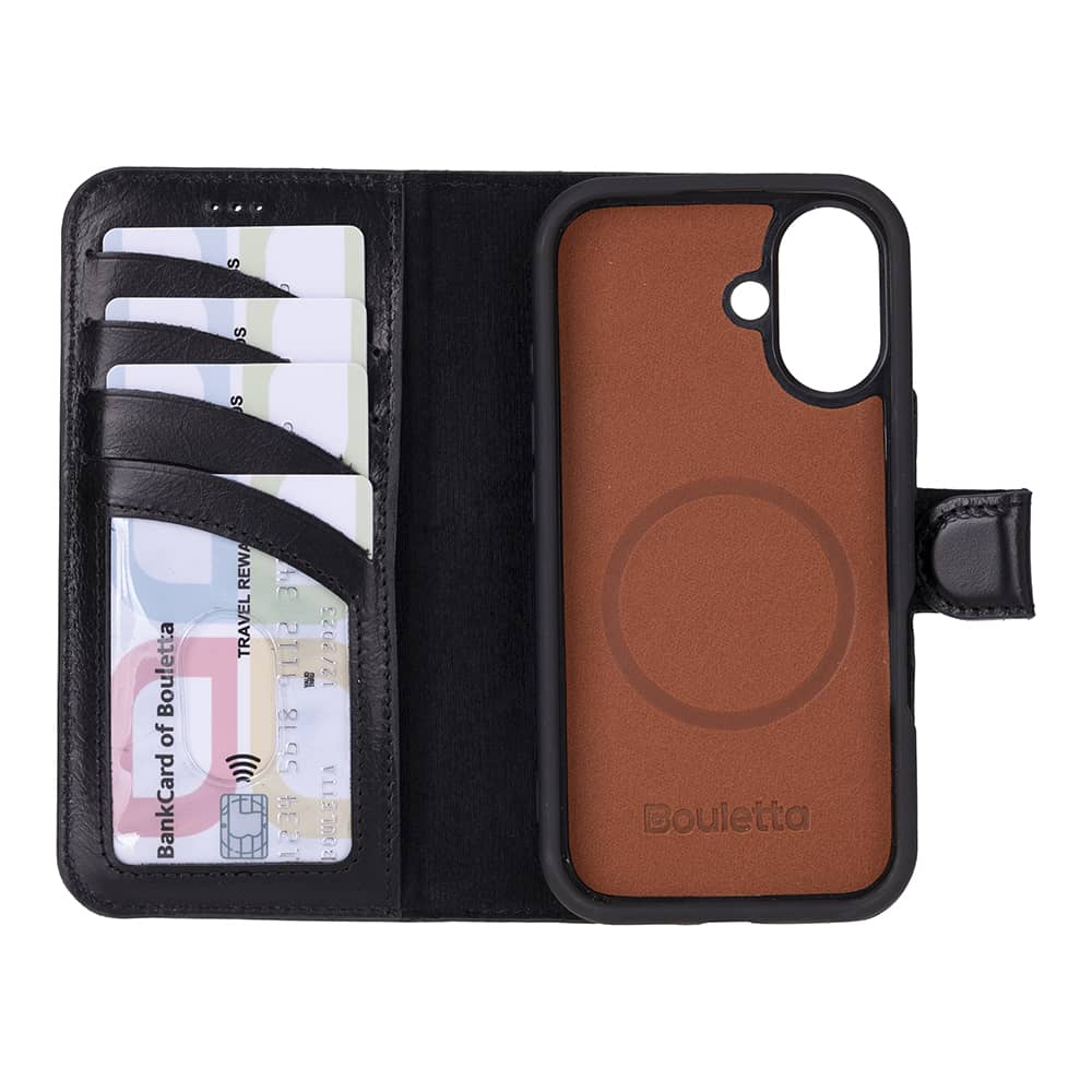 Leather iPhone 16 Plus Detachable Wallet Case