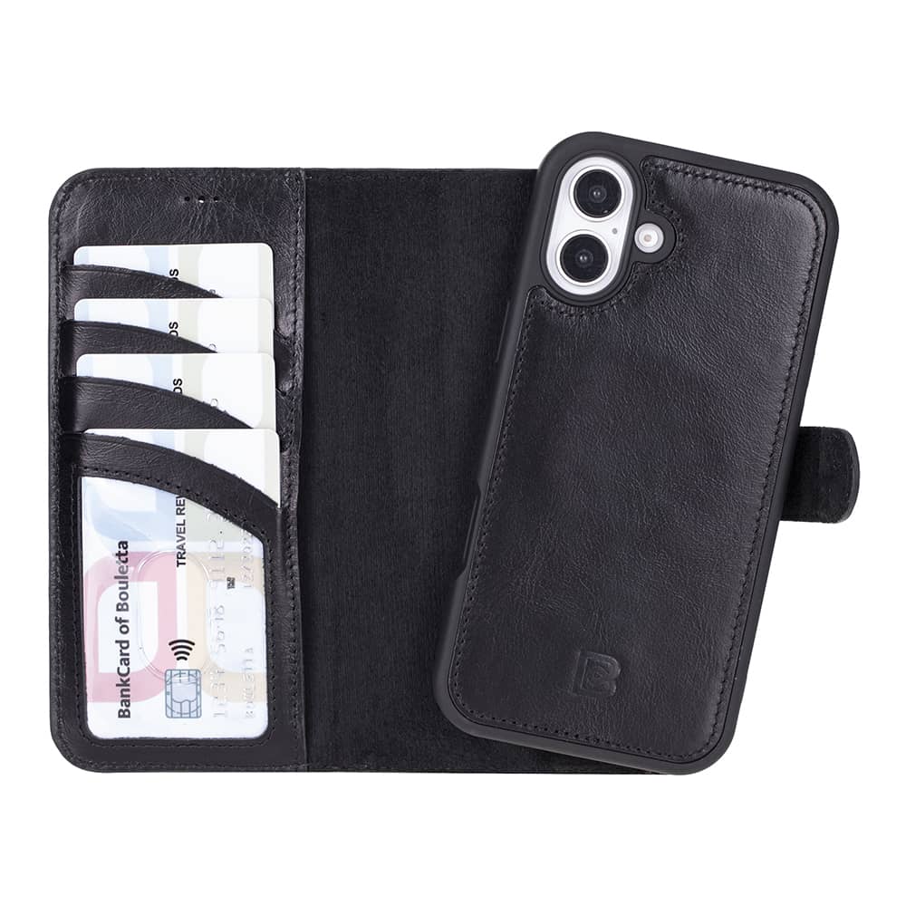 Leather iPhone 16 Detachable Wallet Case