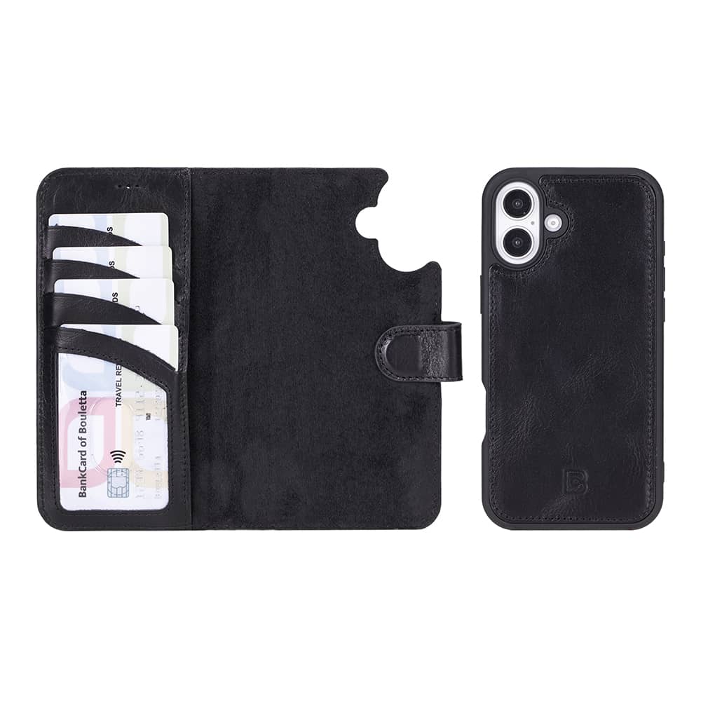 Leather iPhone 16 Plus Detachable Wallet Case