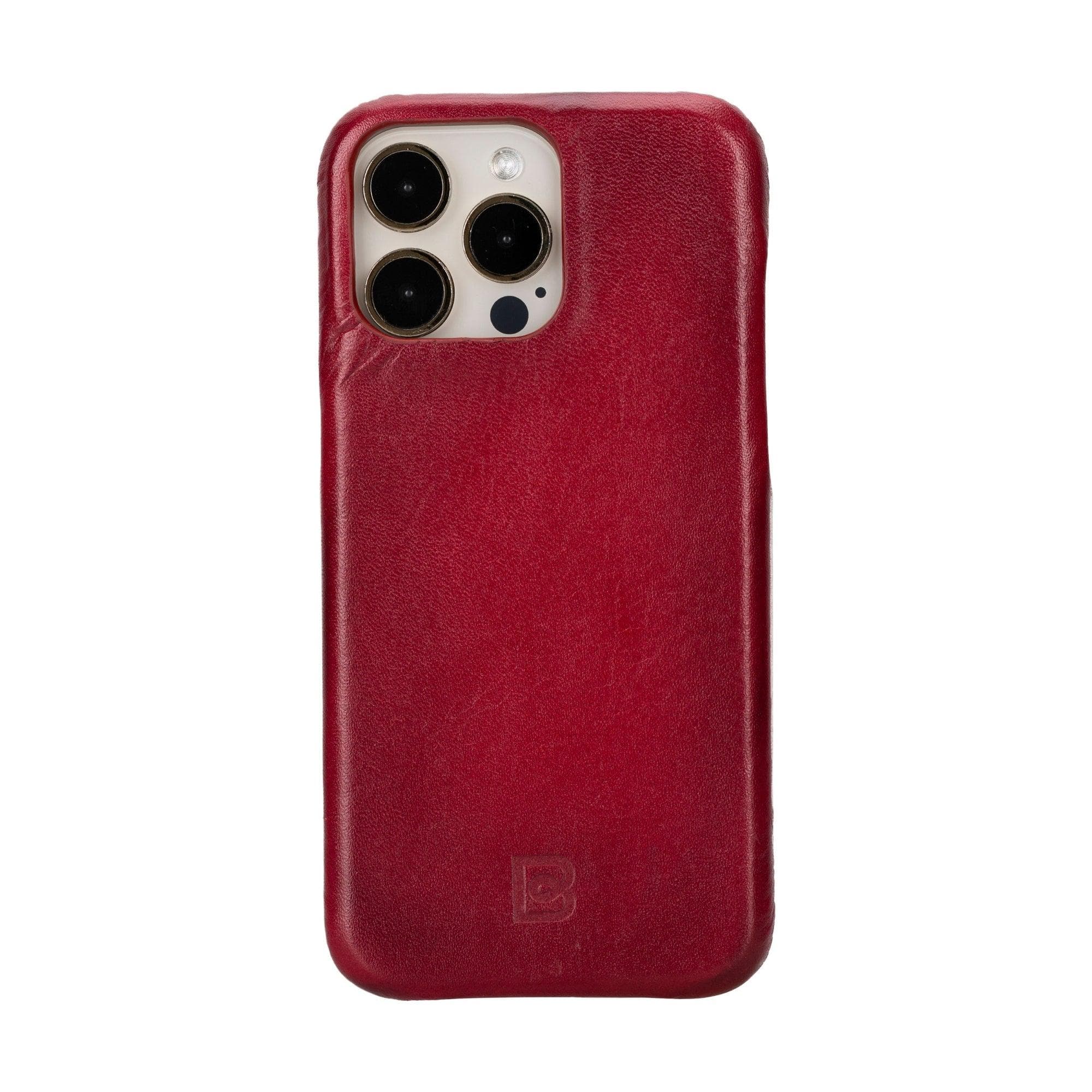Leather iPhone 16 Pro Snap-On Cover Case Red 1