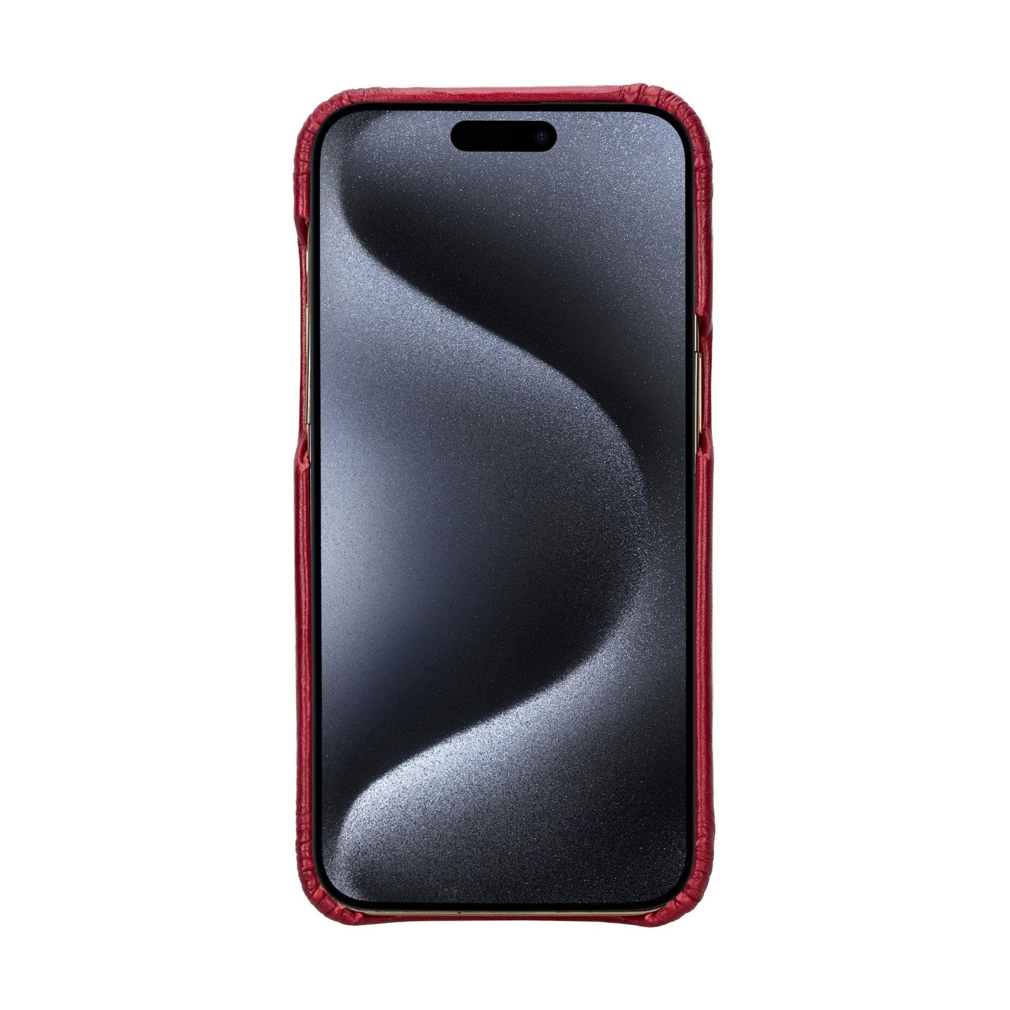 Leather iPhone 16 Pro Snap-On Cover Case Red 2