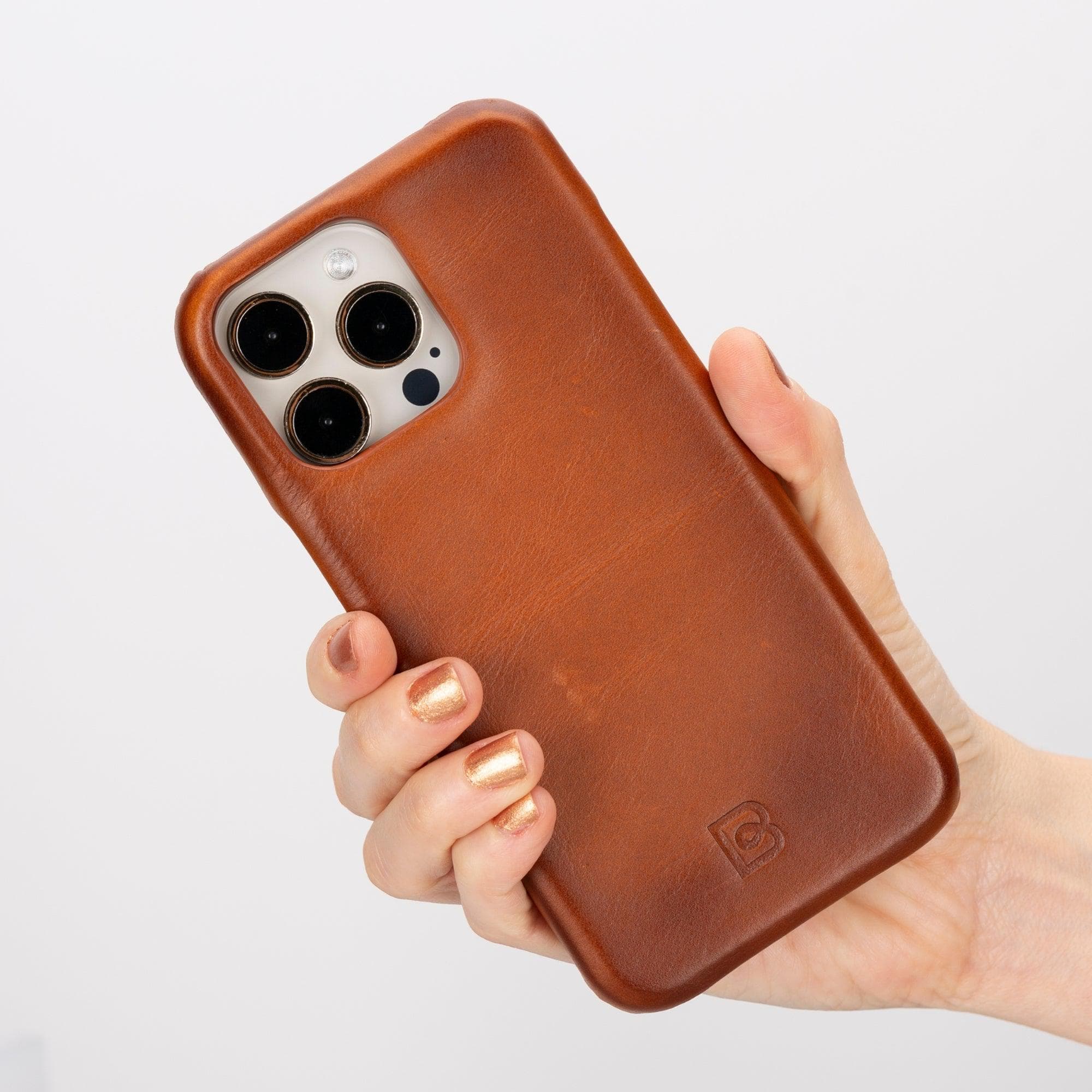 Leather iPhone 16 Pro Snap-On Cover Case Tan 5