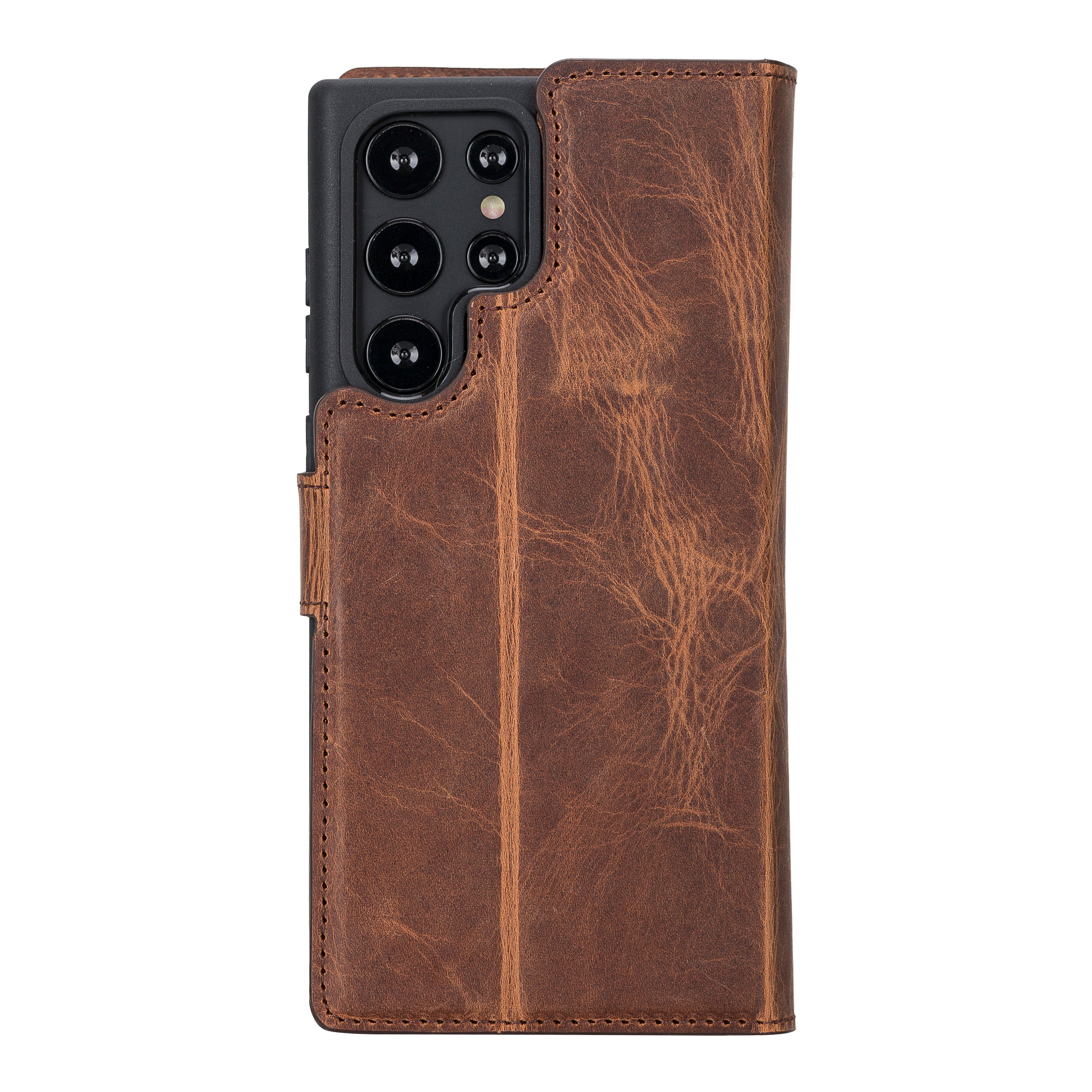 Samsung S23 Series Detachble Leather Magic Wallet Case - S23 Ultra / ANTIC BROWN