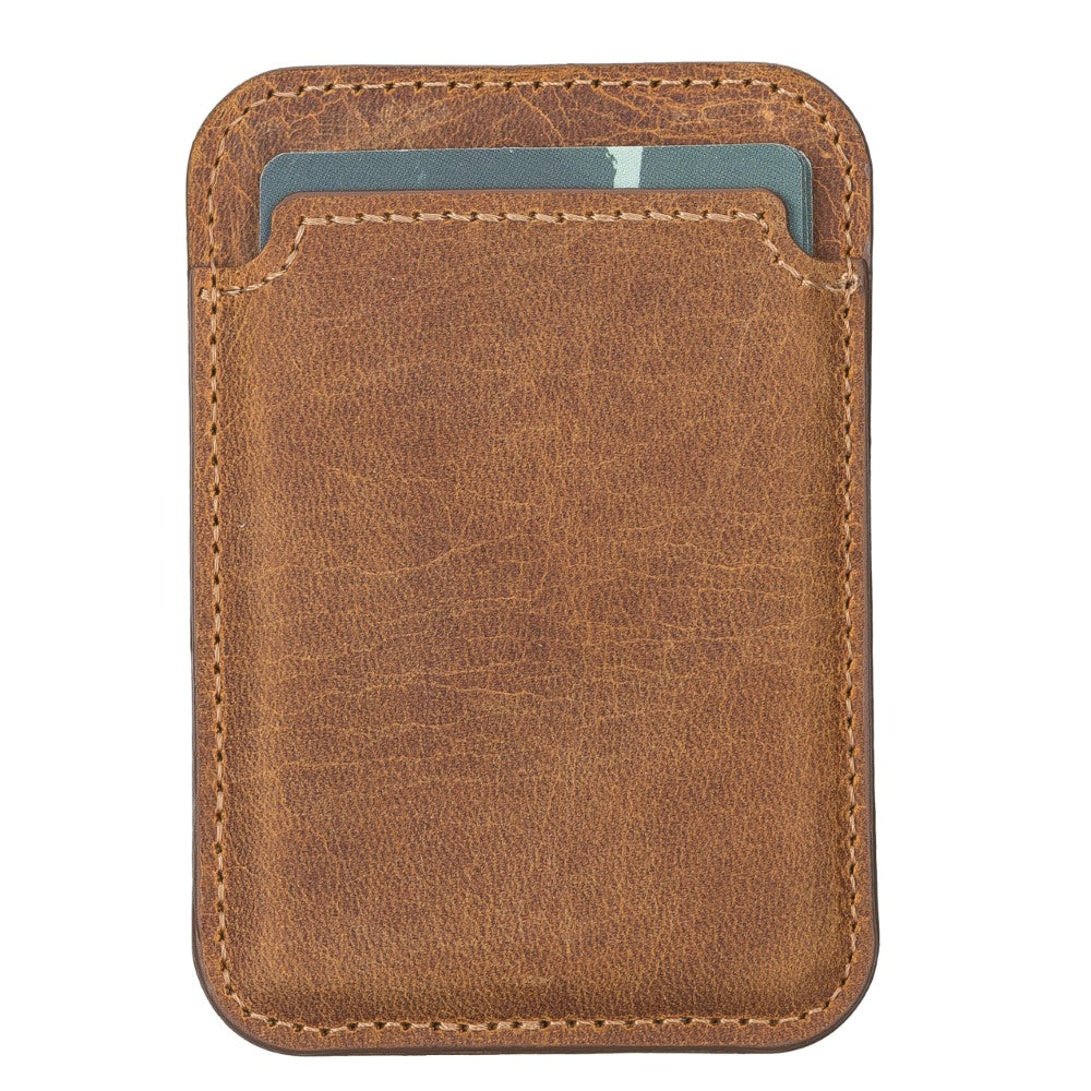 Maggy Apple Magnetic Card Holder - BURNISHED RUSTIC TAN