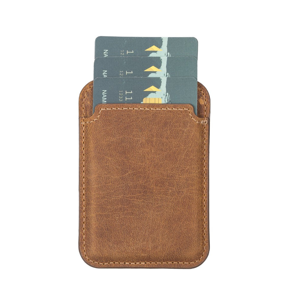 Maggy Apple Magnetic Card Holder - BURNISHED RUSTIC TAN