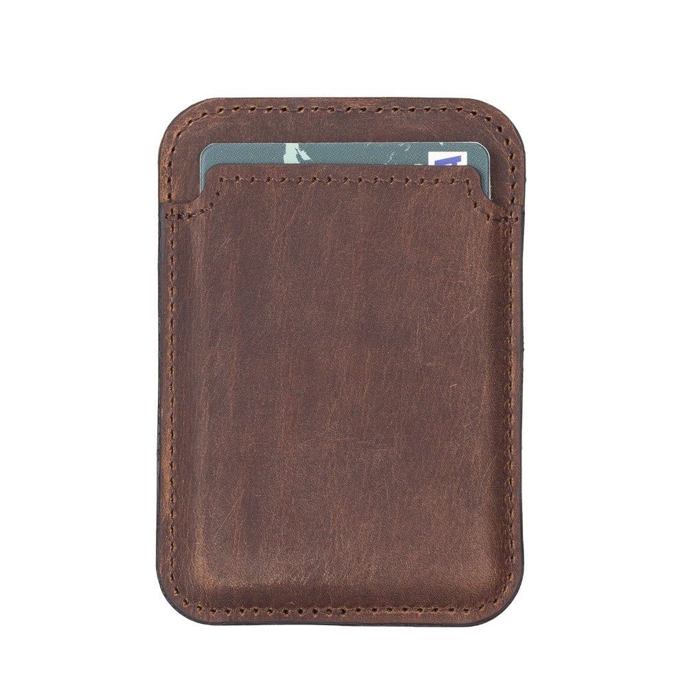 Maggy Apple Magnetic Card Holder - BURNISHED RUSTIC TAN