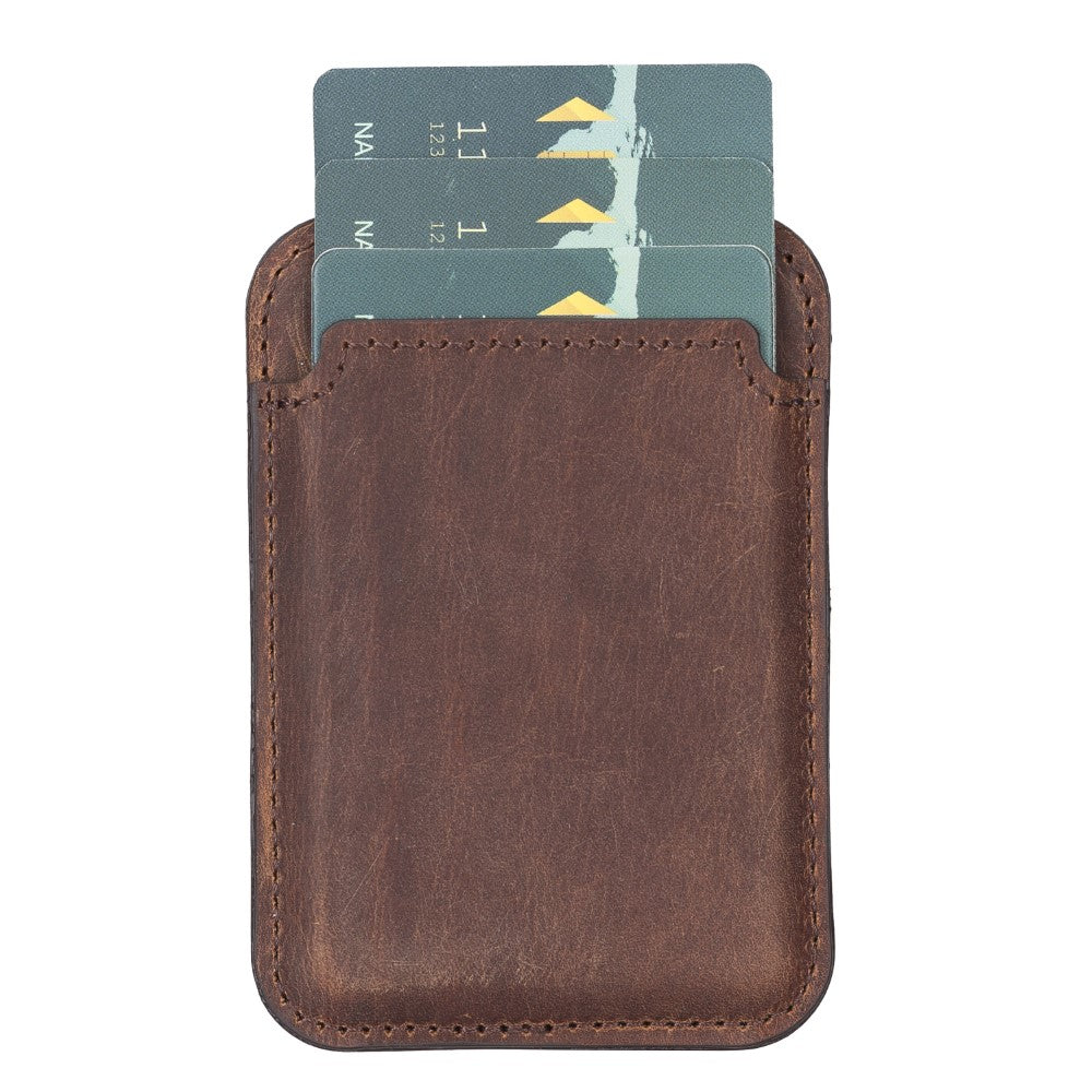 Maggy Apple Magnetic Card Holder - BURNISHED RUSTIC TAN