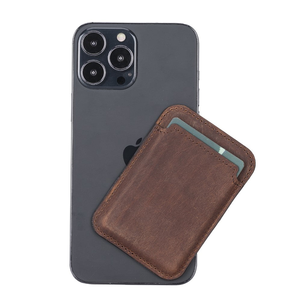 Maggy Apple Magnetic Card Holder - ANTIC BROWN