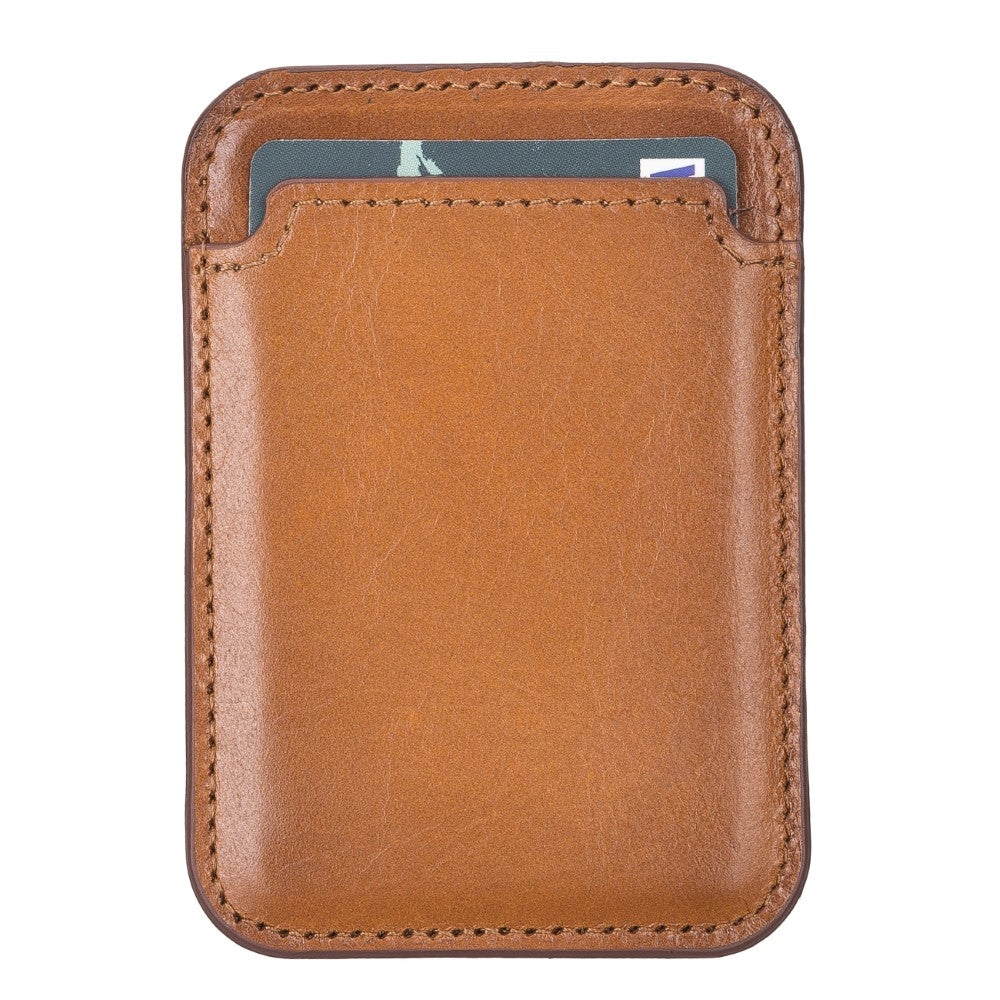 Maggy Apple Magnetic Card Holder - BURNISHED RUSTIC TAN