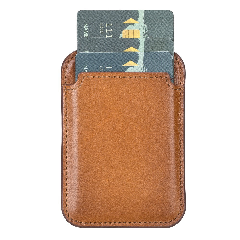 Maggy Apple Magnetic Card Holder - BURNISHED RUSTIC TAN