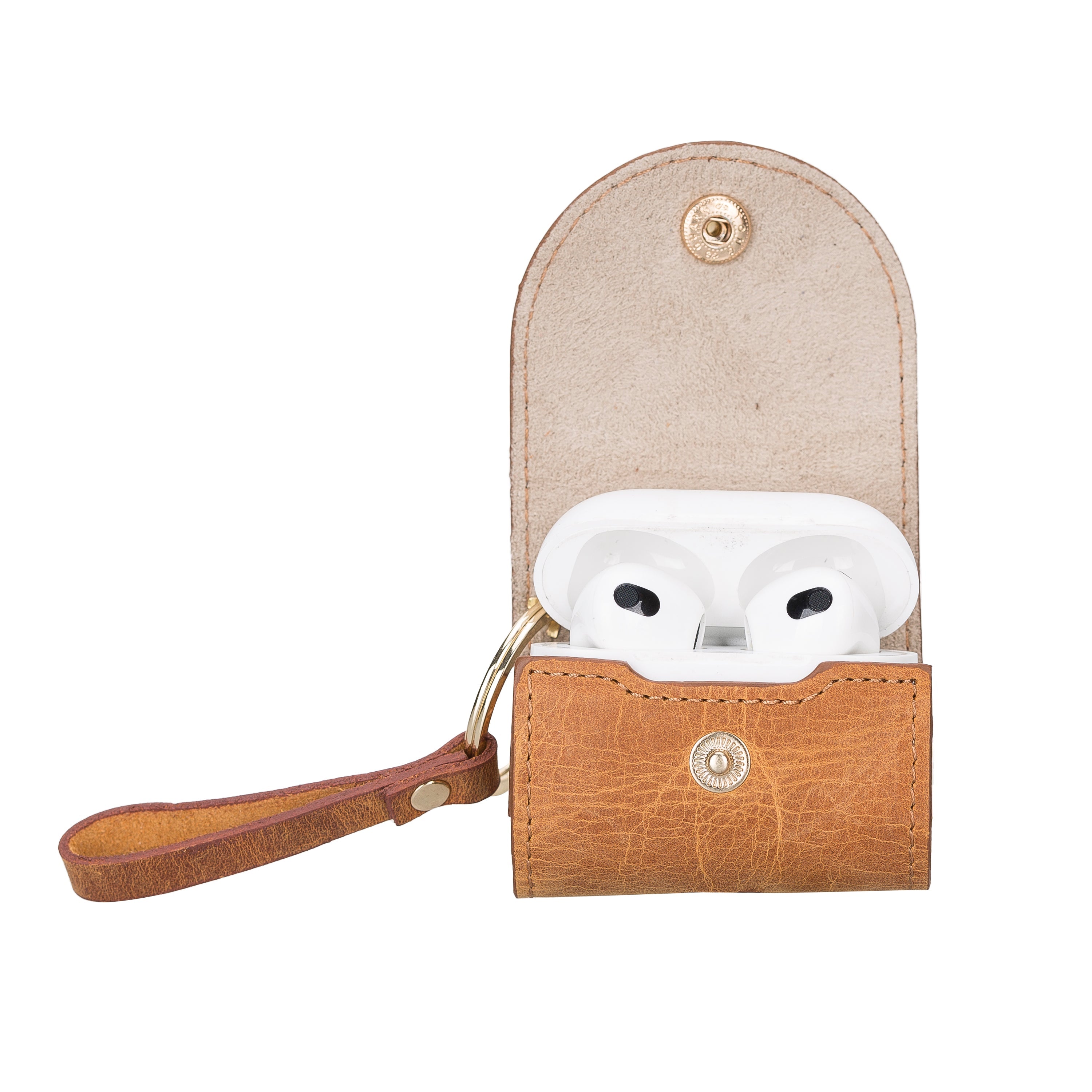 Mai Snap AirPods 3 and AirPods Pro Leather Case with Hook - Airpods 3 / Antic Tan