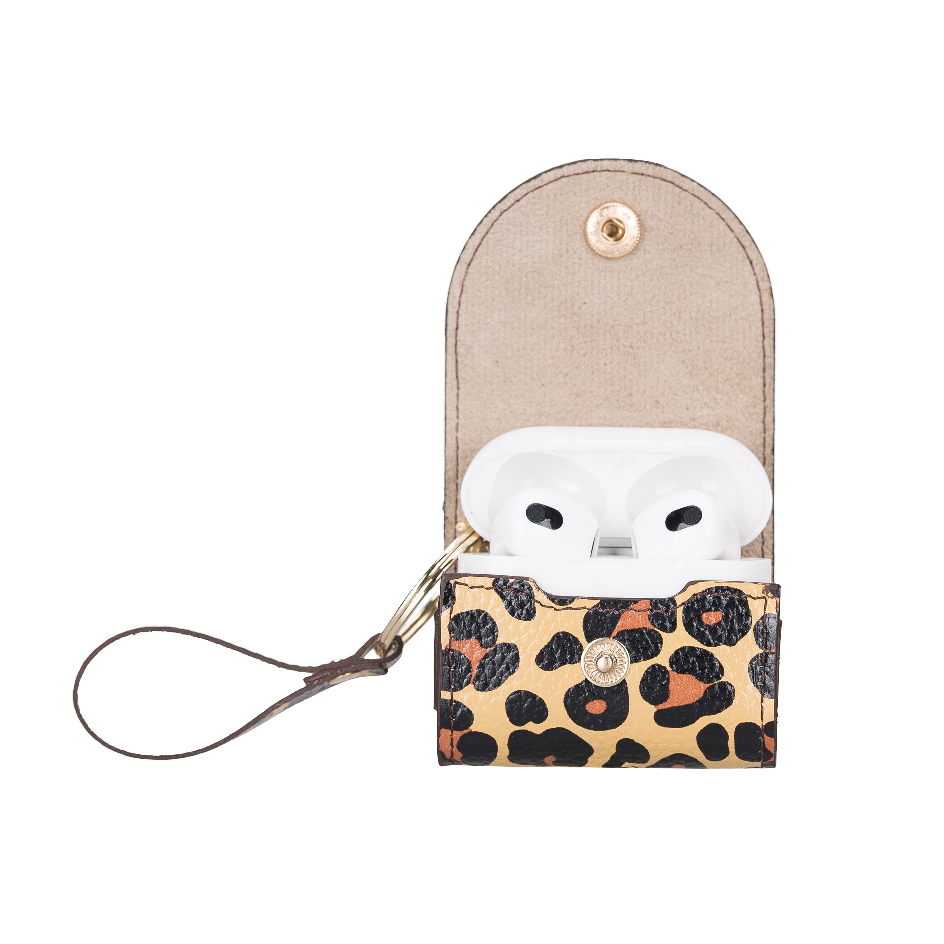 Mai Snap AirPods 3 and AirPods Pro Leather Case with Hook - Airpods 3 / Leopard