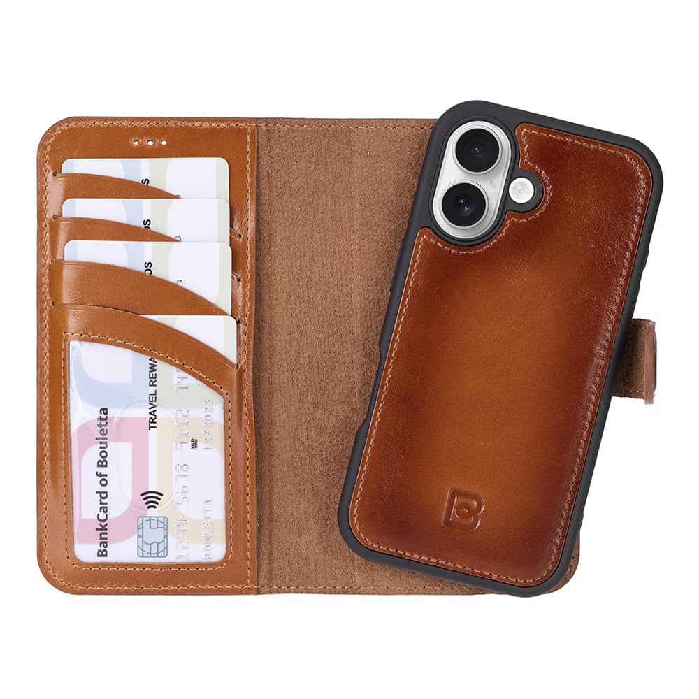 Leather iPhone 16 Detachable Wallet Case