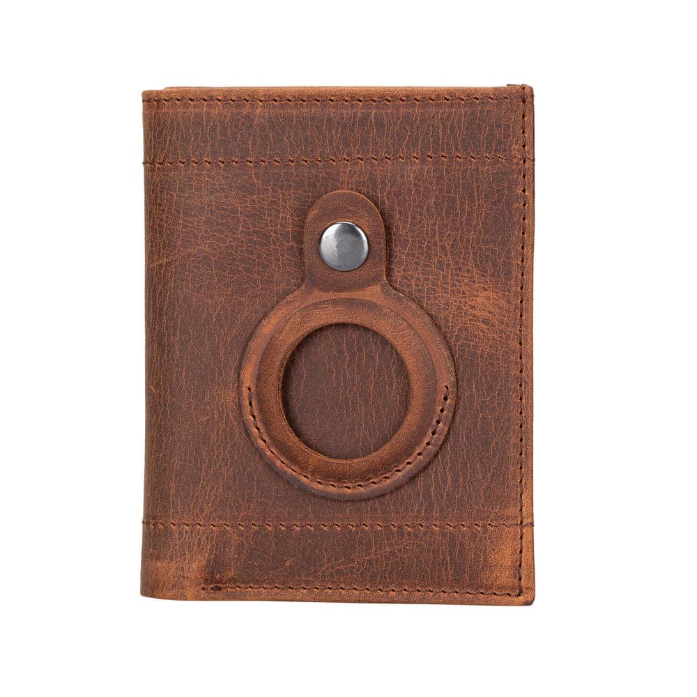 Airmaka Leather Card Holder With Airtag Slot Brown Bouletta