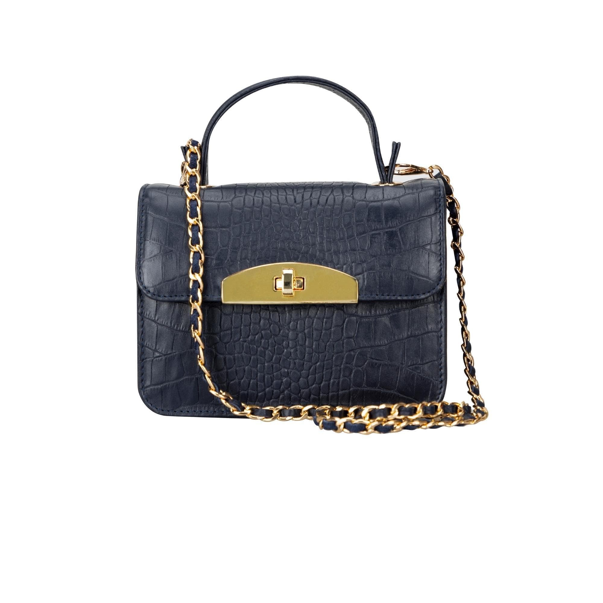 Alisha Geniune Leather Women’s Bag Navy Croc Bouletta LTD