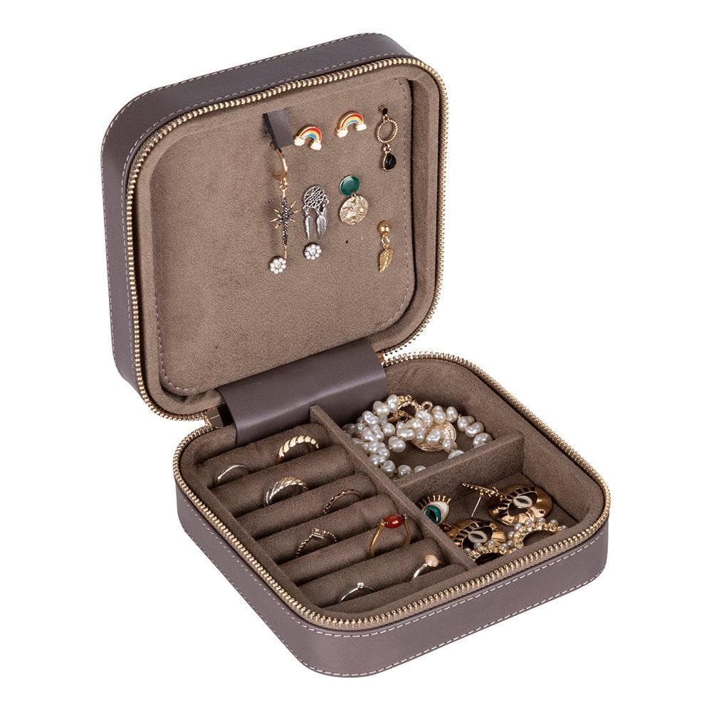 Amanda Leather Jewelry Box, Large Mink Bouletta