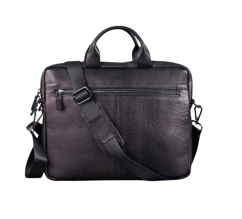 Apollo Leather Business Briefcase / Laptop Case 16" Black Bouletta