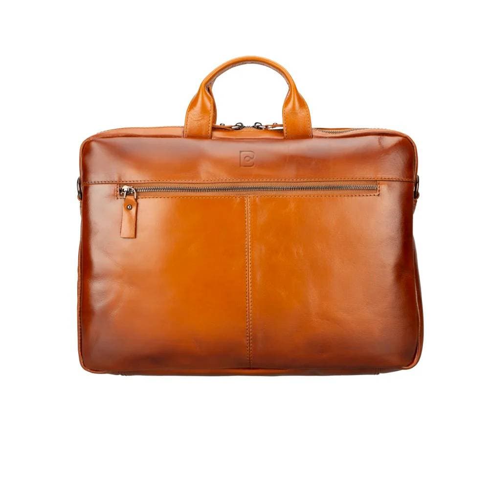 Apollo Leather Business Briefcase / Laptop Case 16" Tan Bouletta