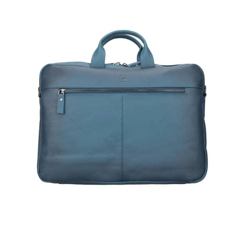 Apollo Leather Business Briefcase / Laptop Case 16" Blue Bouletta