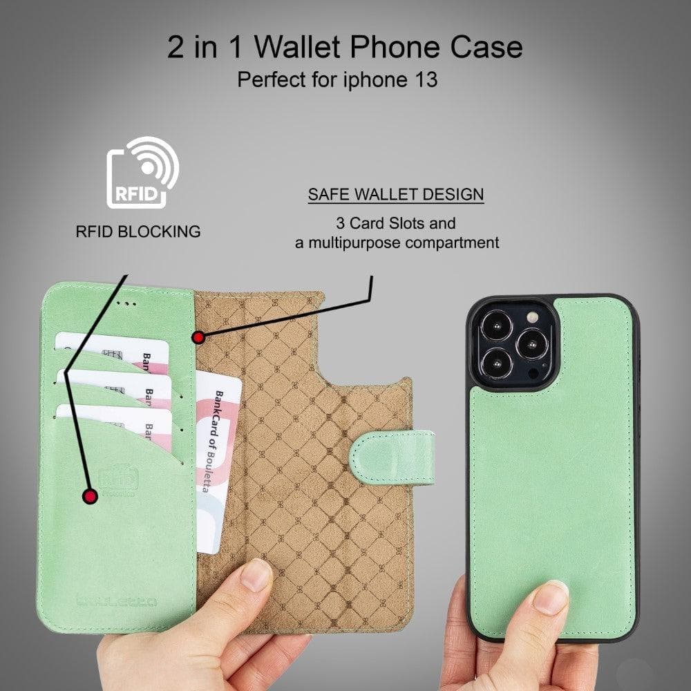 Apple iPhone 13 Series Colorful Detachable Leather Wallet Case - MW Bouletta